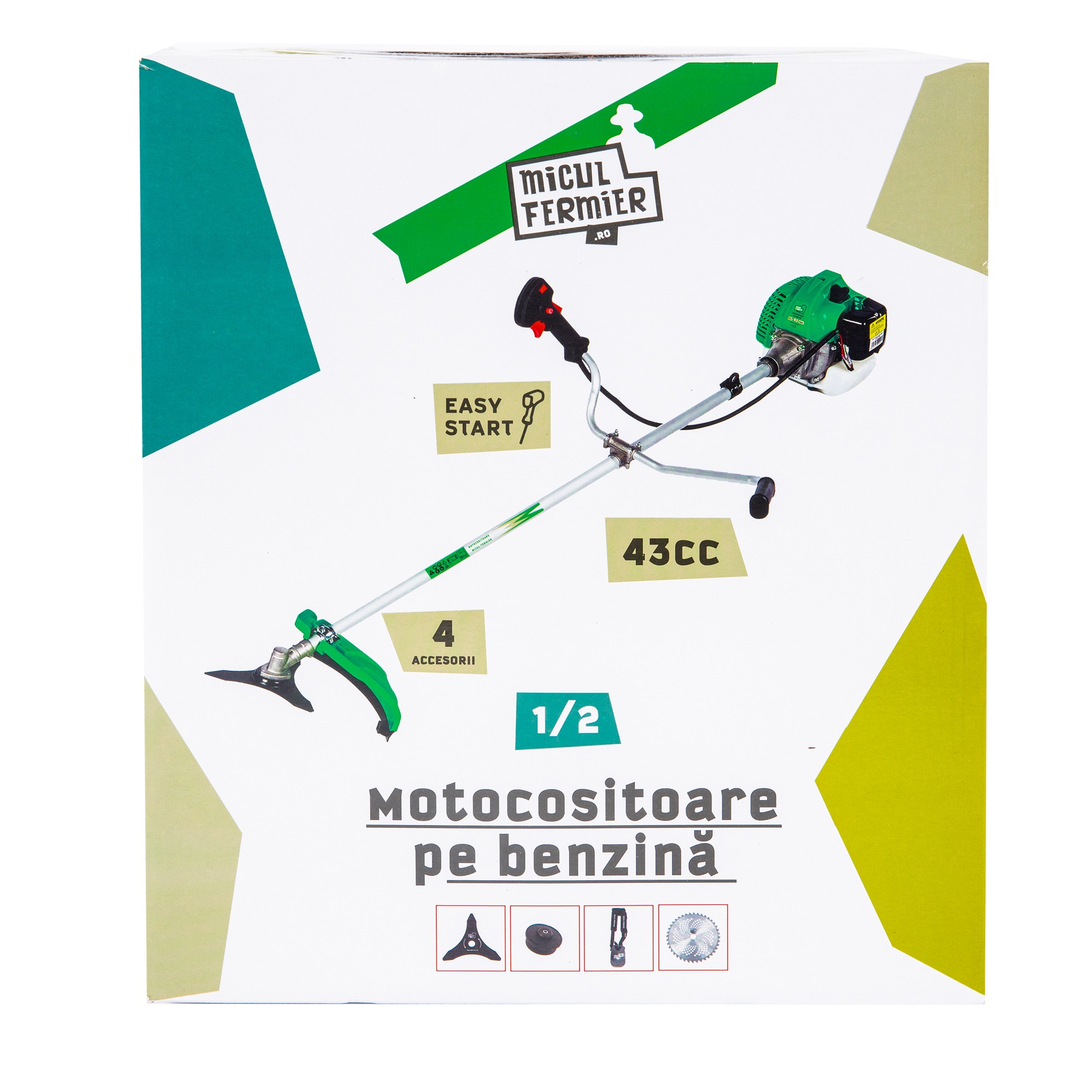 Motocoasa pe benzina 3.4cp cu 4 accesorii si pornire rapida - 1 | YEO