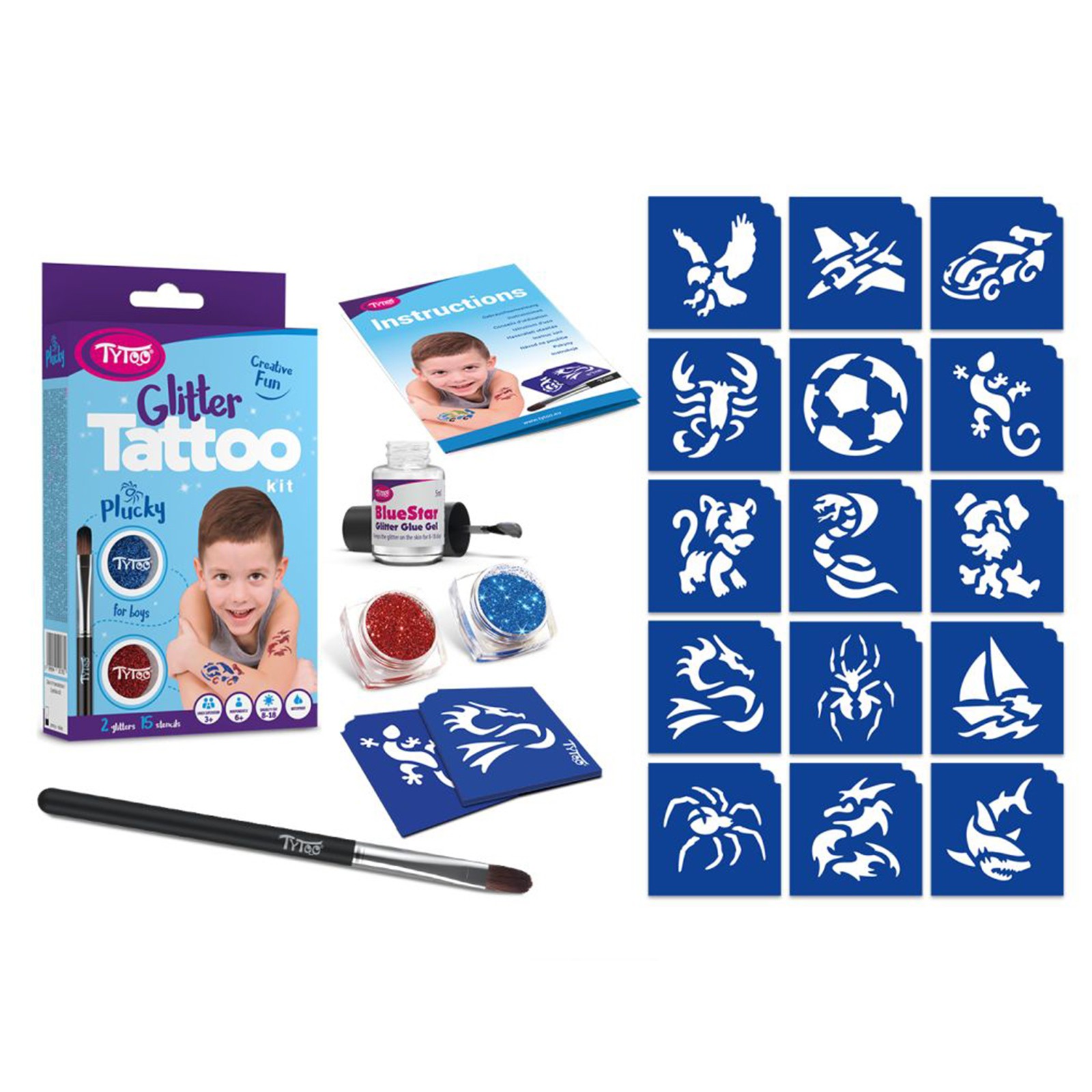 set de tatuaje cu sclipici tytoo plucky