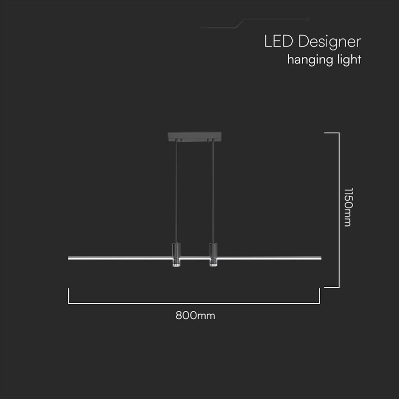 corp iluminat led suspendat 19w 4000k 80cm x 115cm - negru - 2 | YEO