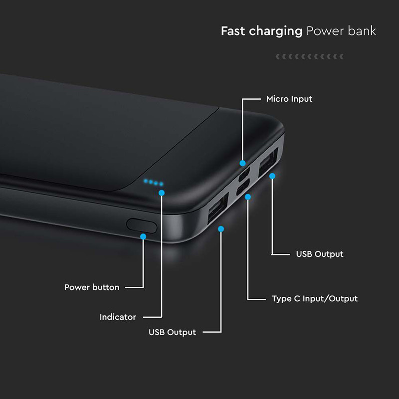 power bank 10000mah fast charge - negru - 3 | YEO