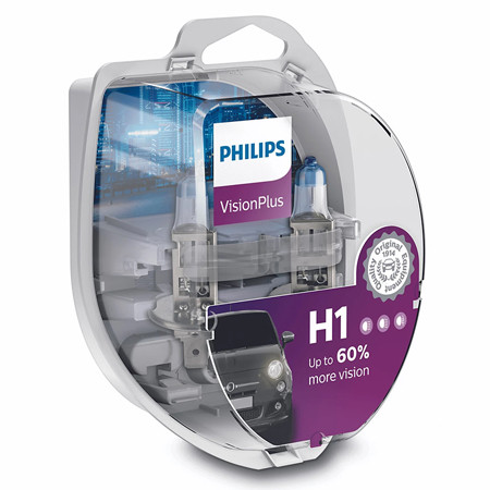 set 2 becuri auto h1 vision plus philips