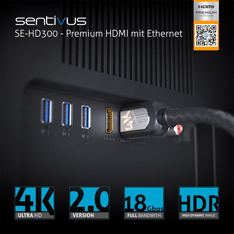 cablu premium hdmi tata - tata 4k 2.0m sentivus - 3 | YEO