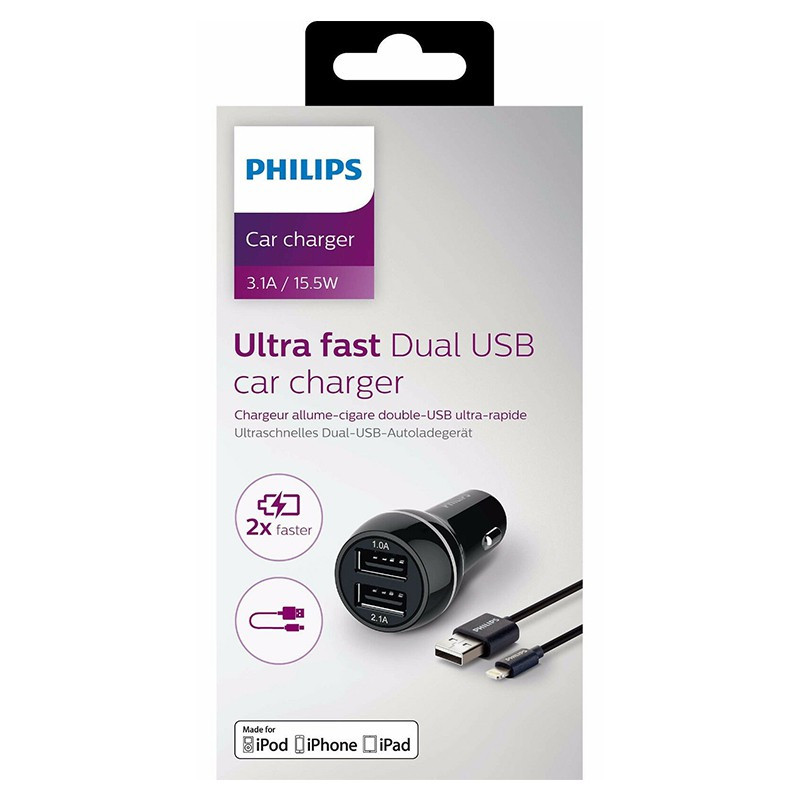 incarcator auto dual usb ultra-rapid philips - 2 | YEO