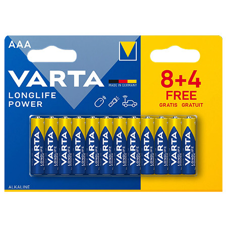 baterie alcalina longlife power lr03 8+4 varta