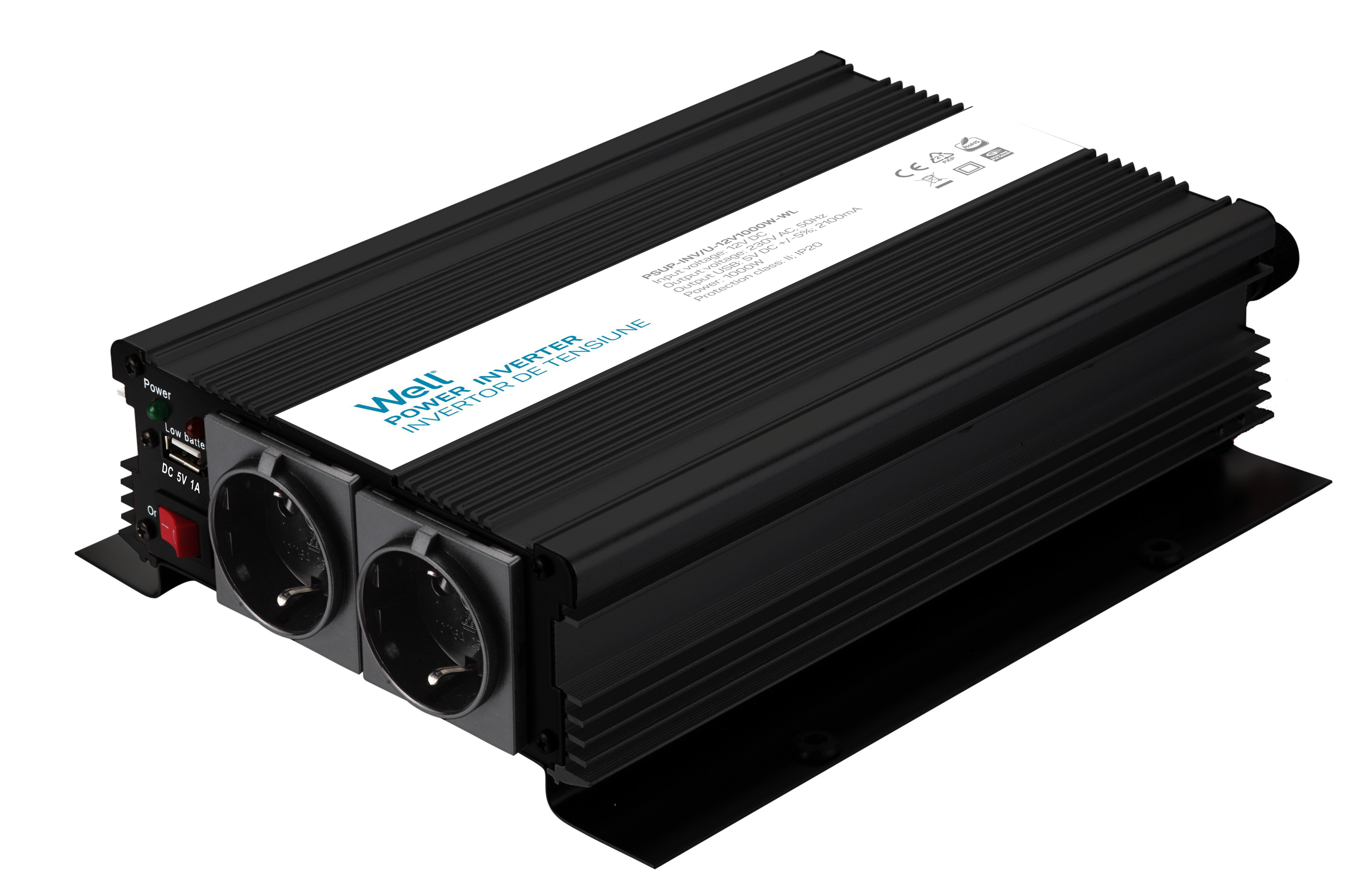 invertor de tensiune 12v - 230v usb 1000w well