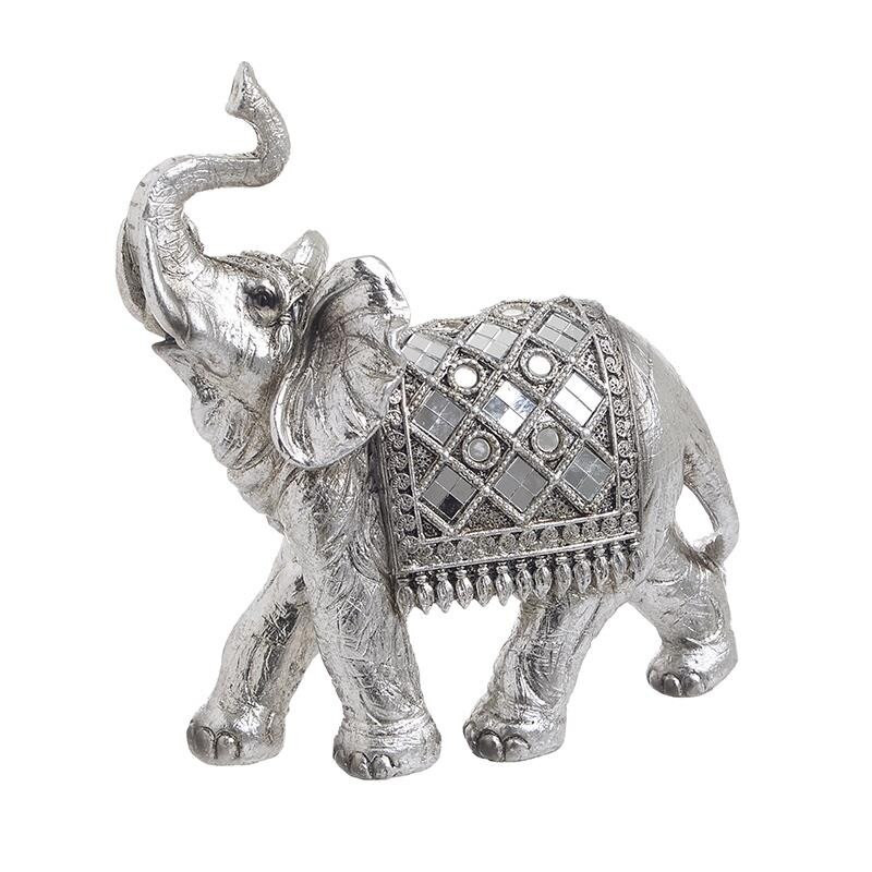 decoratiune elefant din rasina, silver, 17 x 7 x 19 cm - 1 | YEO