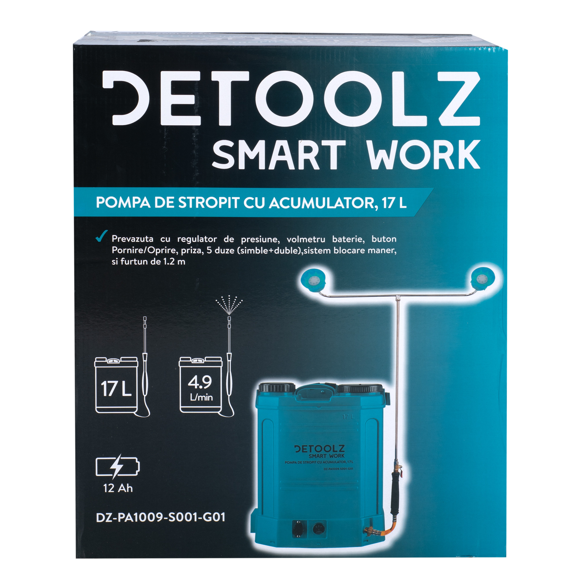 pompa de stropit cu acumulator, detoolz 17l - 1 | YEO