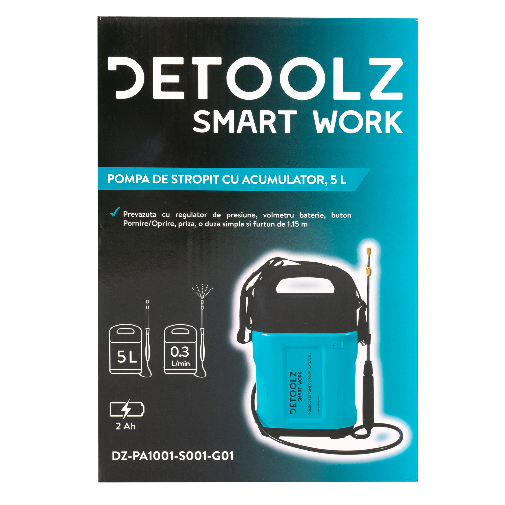 pompa de stropit cu acumulator li-ion, detoolz 5l - 1 | YEO