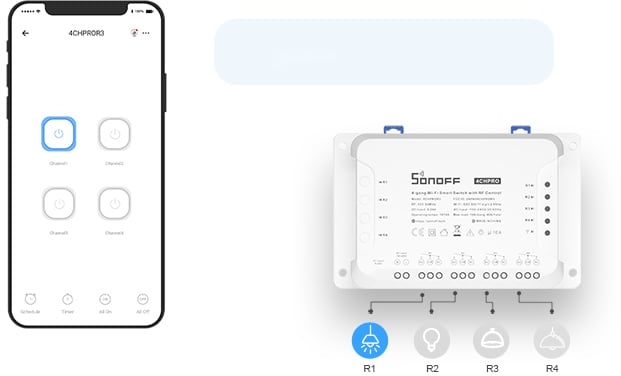 releu smart wireless sonoff 4chr3, 4 canale, alexa google home - 3 | YEO