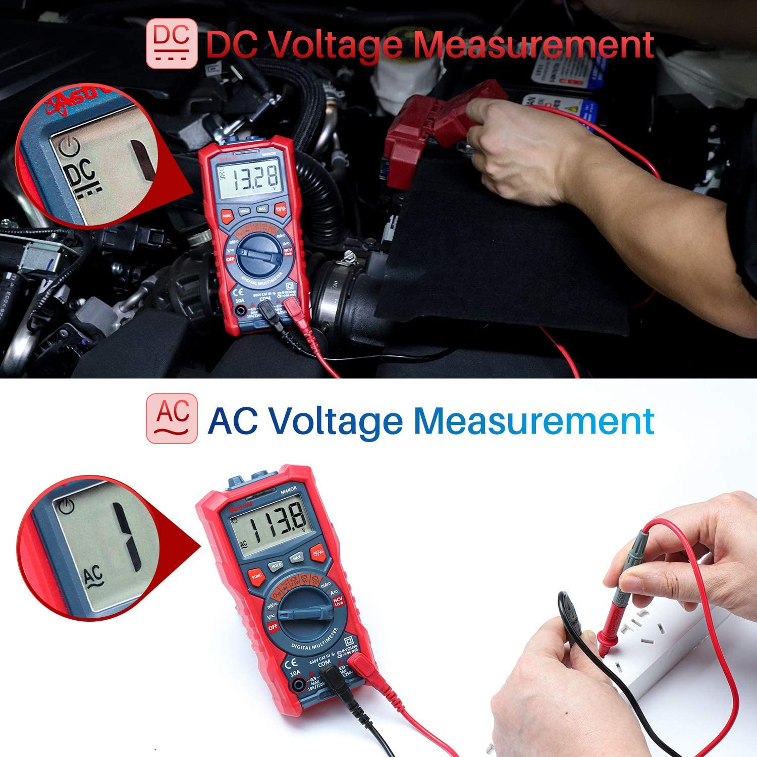 multimetru digital astroai m4kor, trms 4000, ohmmetru, voltmetru 1,5v 9v 12v, masurare fara contact, lanterna