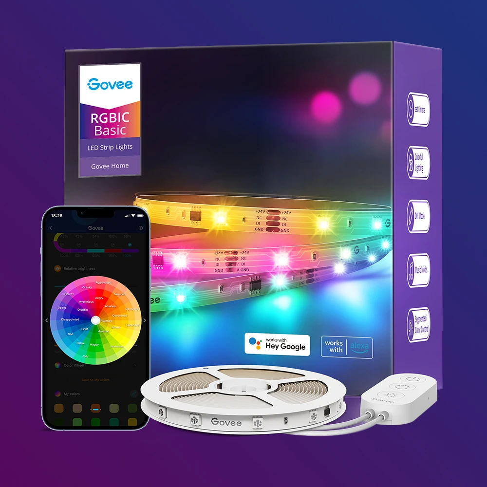 banda led govee basic h618c rgbic, 10m, sincronizare muzica, wifi si bluetooth, alexa , google asistant - 1 | YEO