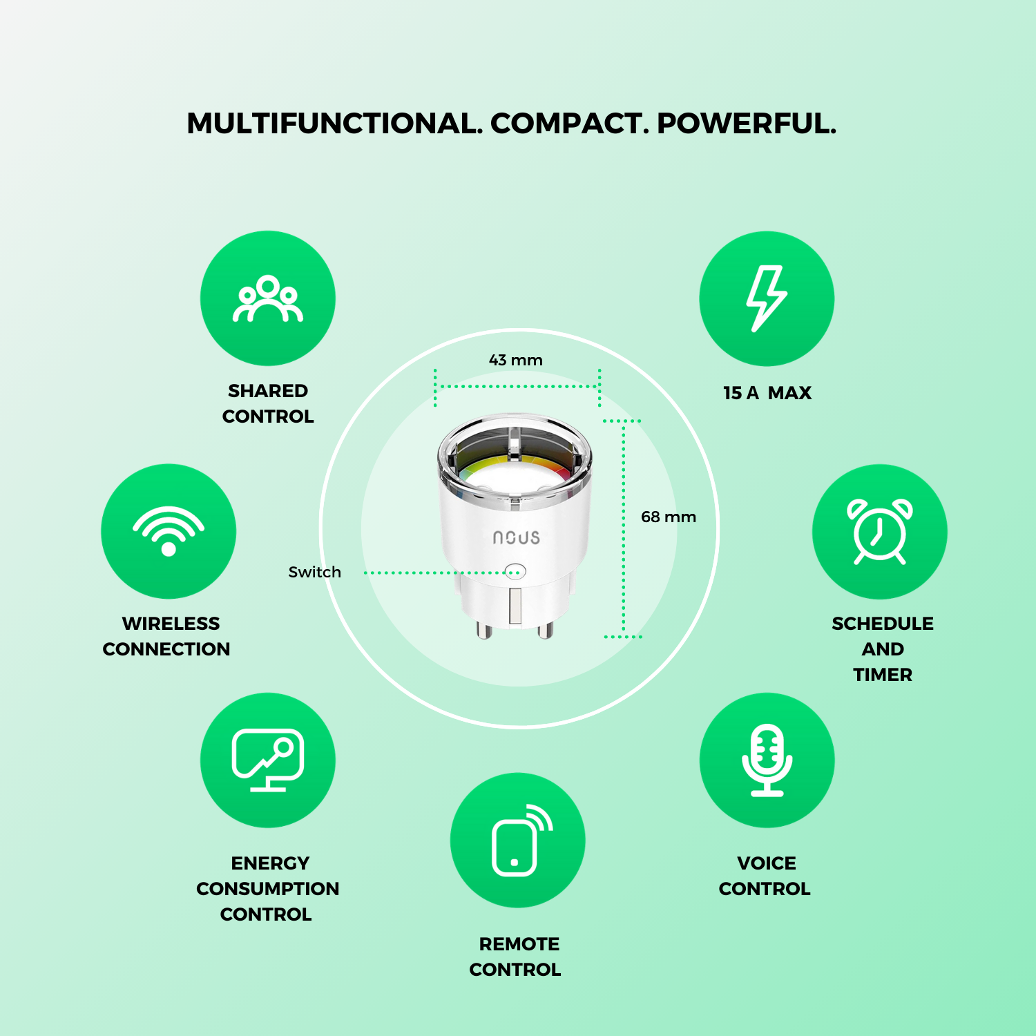 priza inteligenta wifi nous a1z, 16a - zigbee 3.0, monitorizare energie - 3 | YEO