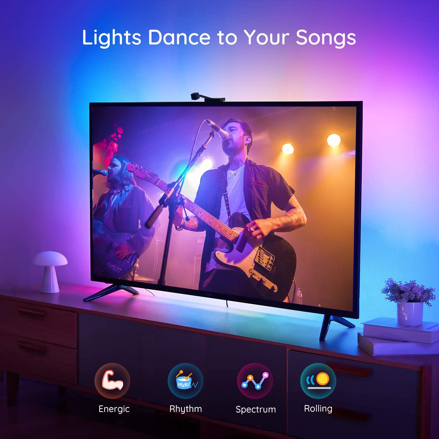 banda led govee dreamview t1 tv backlight wi-fi rgbic, camera colorsense 1080p hd, 75-85 inch - 2 | YEO