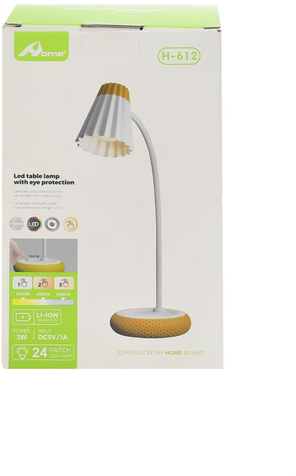 lampa de birou led home h-612, acumulator 1200mah, control touch, 3 moduri, incarcare usb, 3w - albastru