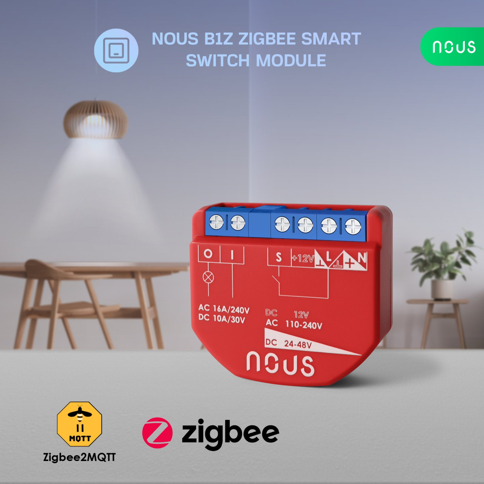 releu inteligent nous b2z, 16a, zigbee, 1 canal pm, monitorizare energie - 1 | YEO