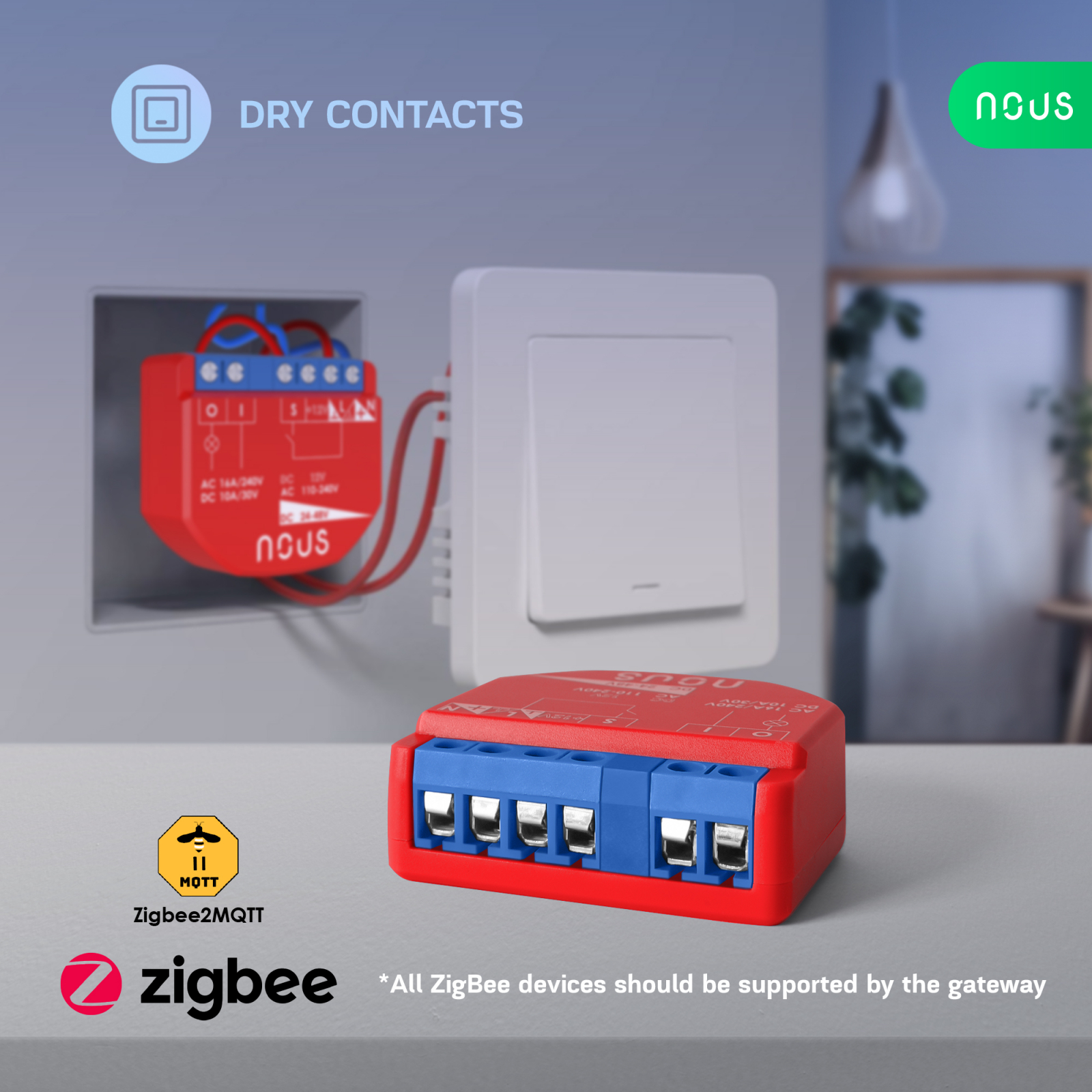 releu inteligent nous b2z, 16a, zigbee, 1 canal pm, monitorizare energie