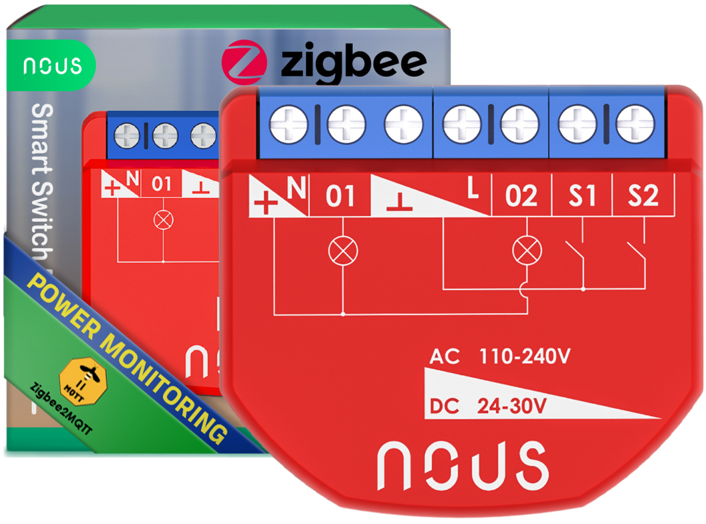 releu inteligent nous b3z, 16a, zigbee, 2 canal pm, monitorizare energie