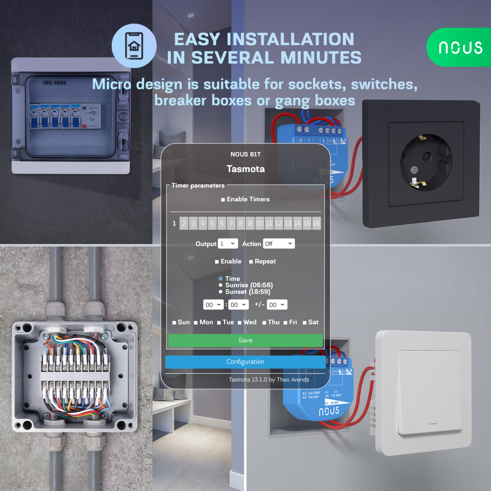 releu wireless nous b1t, 16a, tasmota, matter - 1 canal, esp32 - 2 | YEO