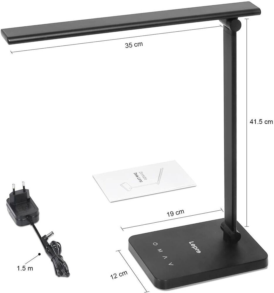 lampa de birou led lepro pr310002 control touch, 3 moduri, 9w, 750 lumeni, negru