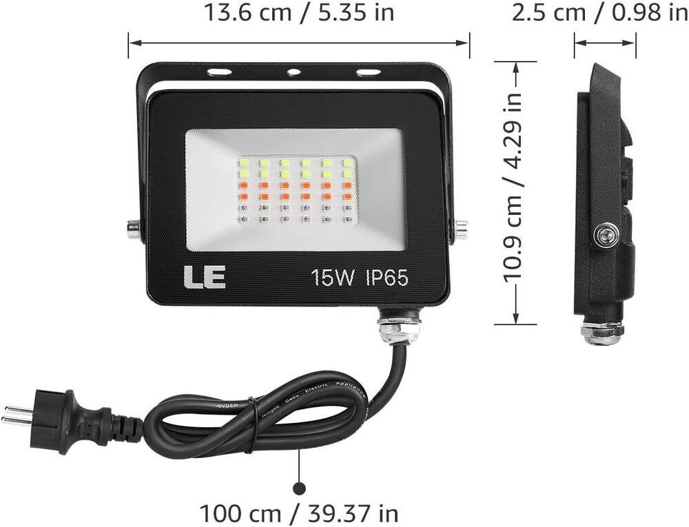 set 2 proiectoare de podea led rgb lepro, telecomanda , 15w, ip65 waterproof