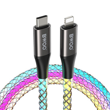 cablu usb-c - lightning 27w iluminat rgb