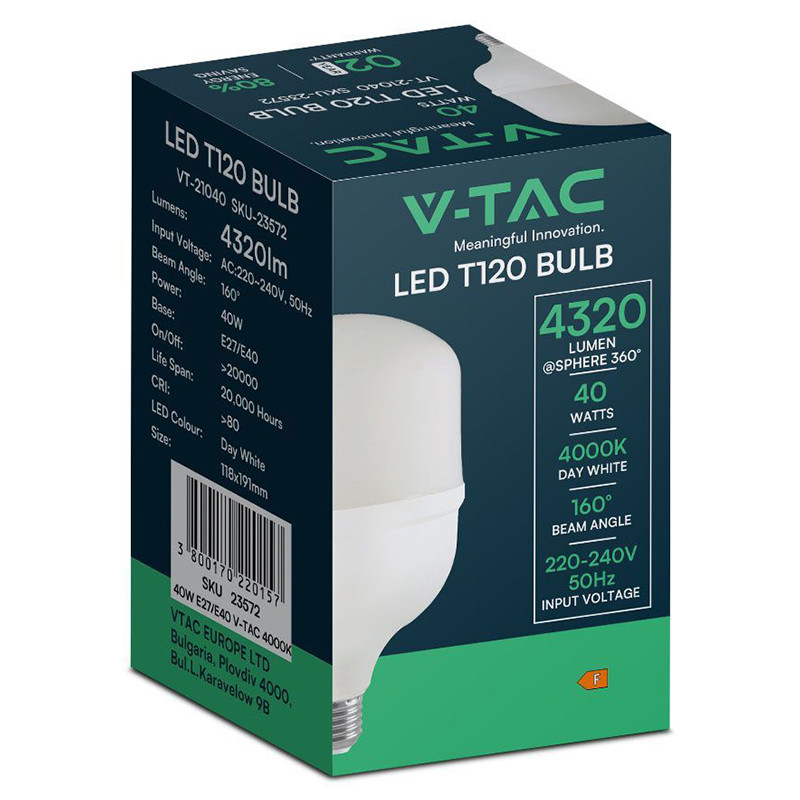 bec led t120 e27/e40 40w 6500k alb rece - 2 | YEO