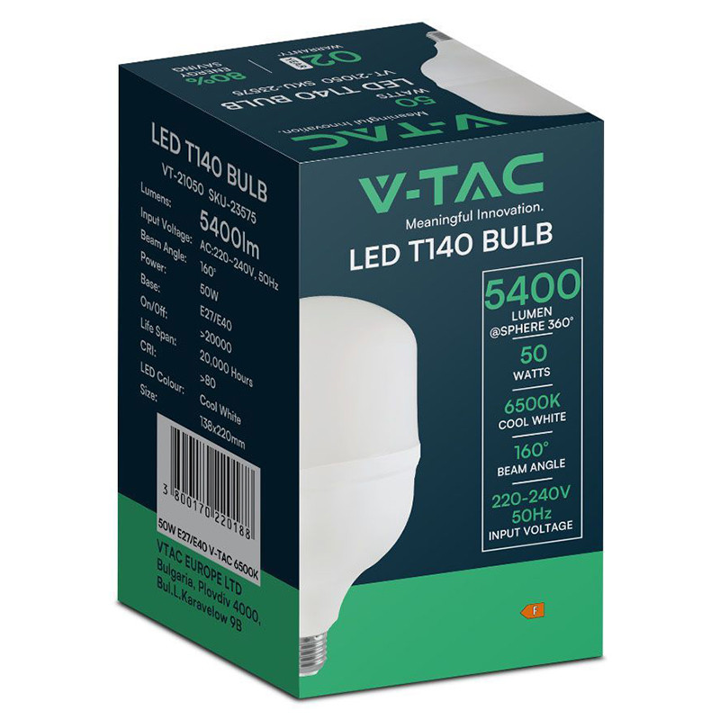 bec led t140 e27/e40 50w 4000k alb neutru - 2 | YEO