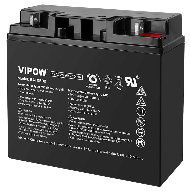 acumulator 12v 25ah / 10hr vipow - 2 | YEO