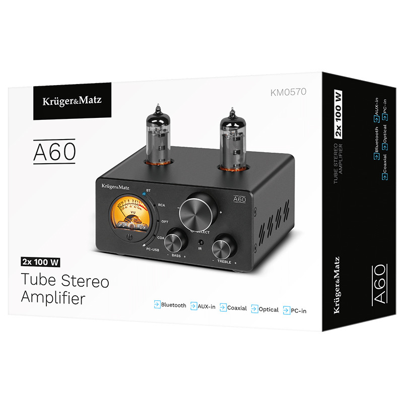 amplificator stereo lampi 6k4 2x100w a60 kruger&matz