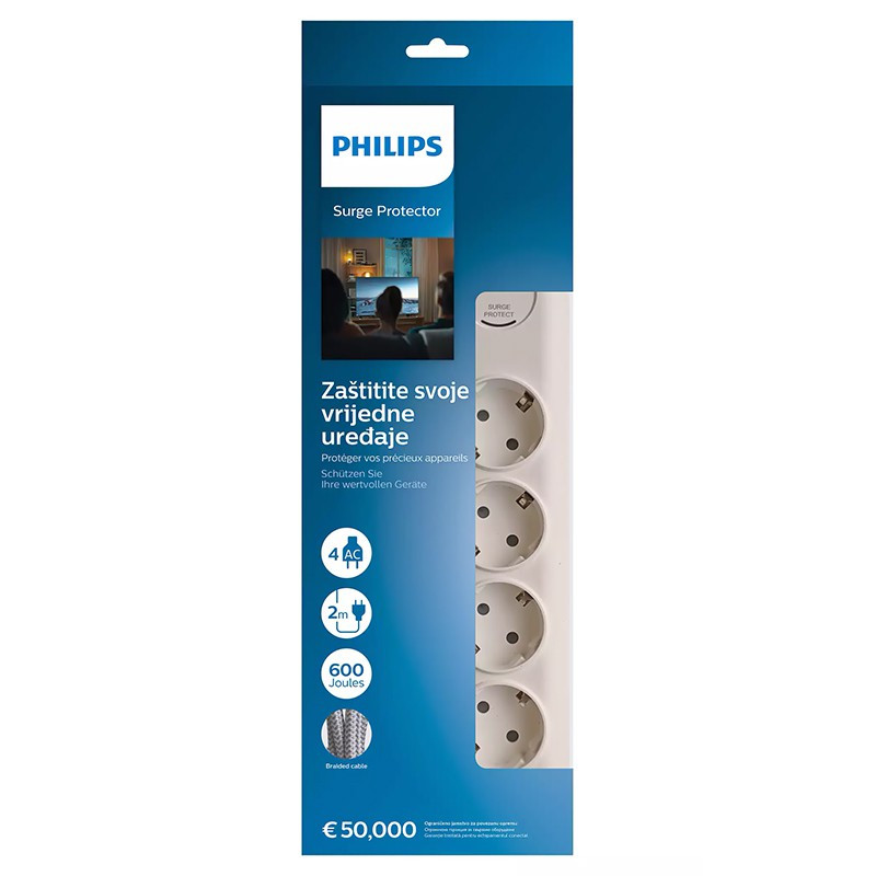 prelungitor surge protector 4 prize 2m philips