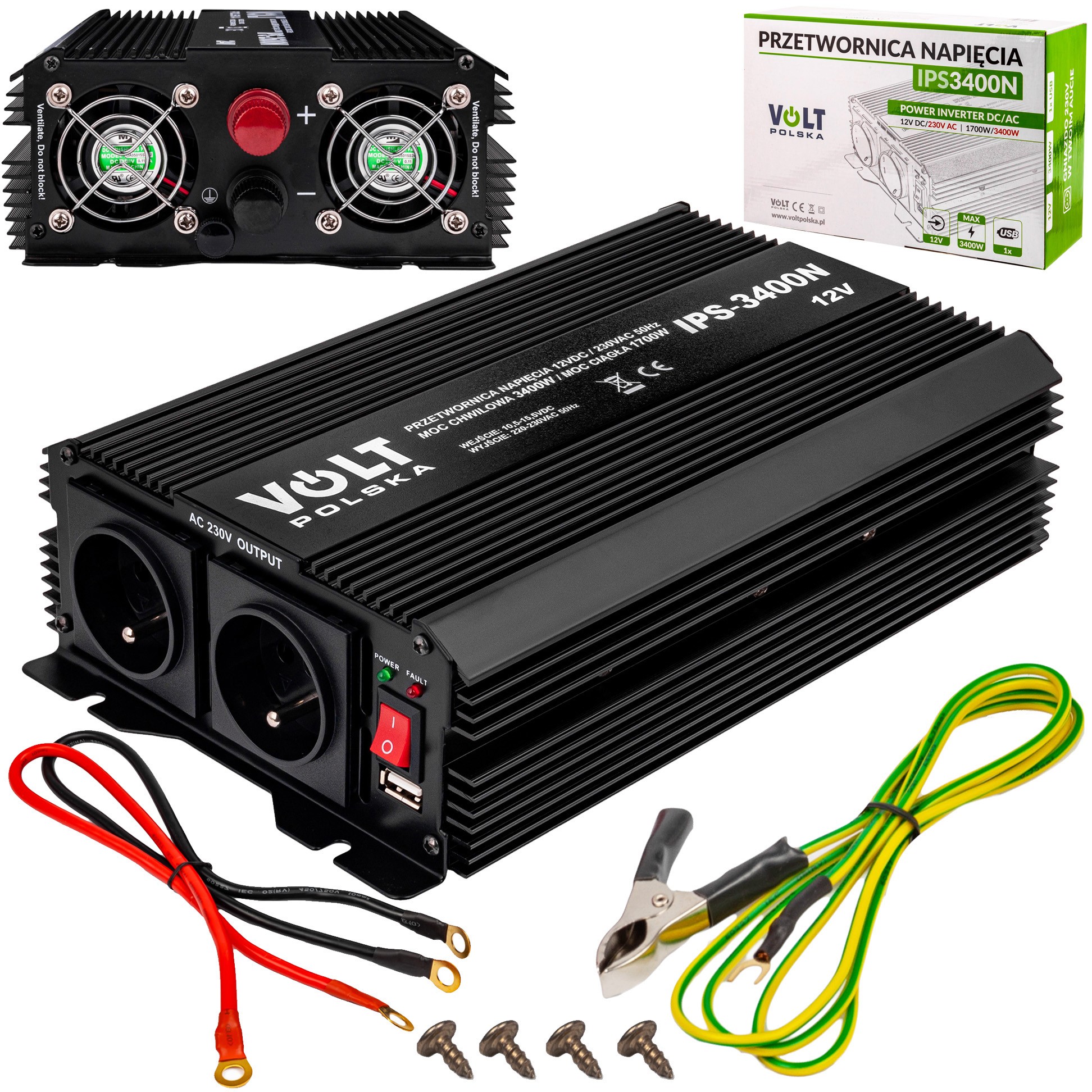 Invertor auto Convertor de tensiune IPS-3400N (12V / 230V / 3400W) VOLT POLSKA - 2 | YEO