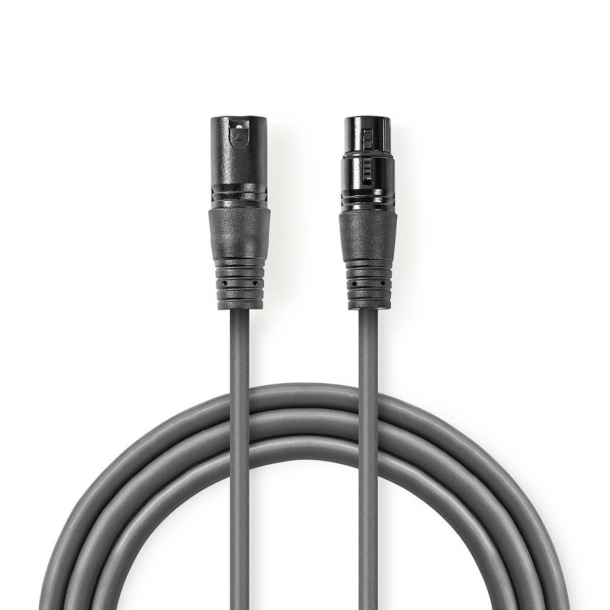 cablu digital xlr 3-pini tata - xlr 3-pini mama 5m gri nedis