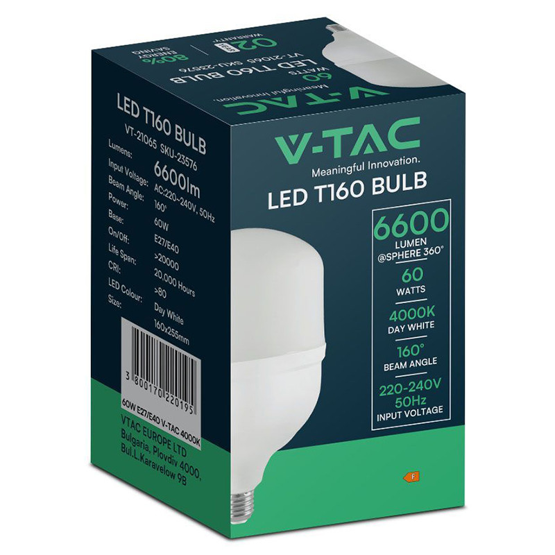 bec led t120 e27/e40 60w 6500k alb rece - 2 | YEO