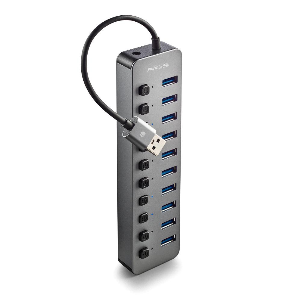 hub usb 3.0 cu 10 porturi si alimentator ihub10 ngs