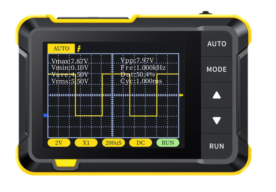 osciloscop digital portabil 1 canal 2.5ms/s 200khz fnirsi dso152/s pachet standard cleme crocodil