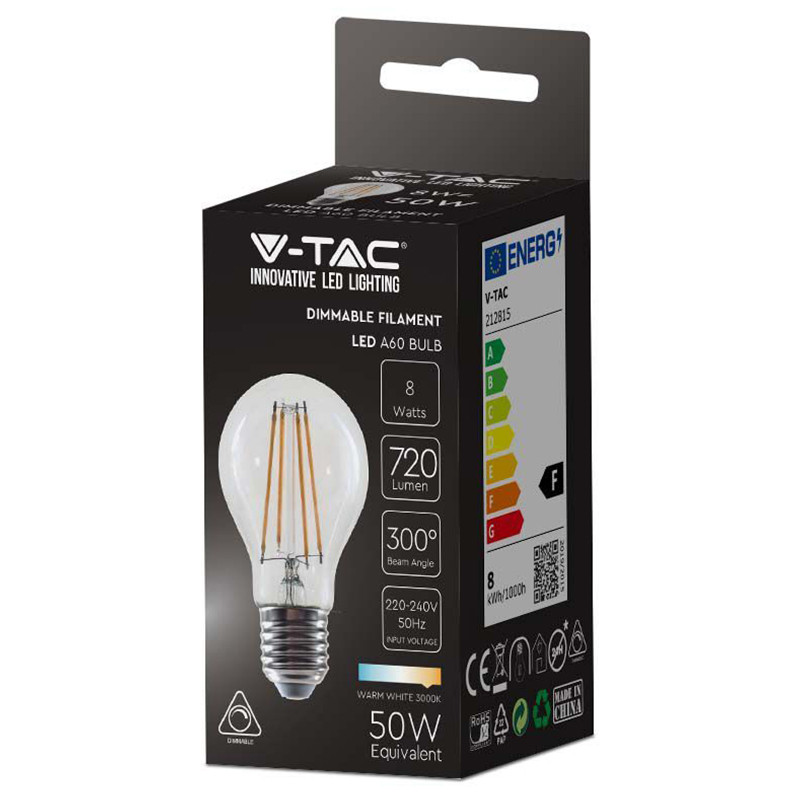 bec e27 a60 cu filament dimabil led 8w 3000k alb cald - 2 | YEO