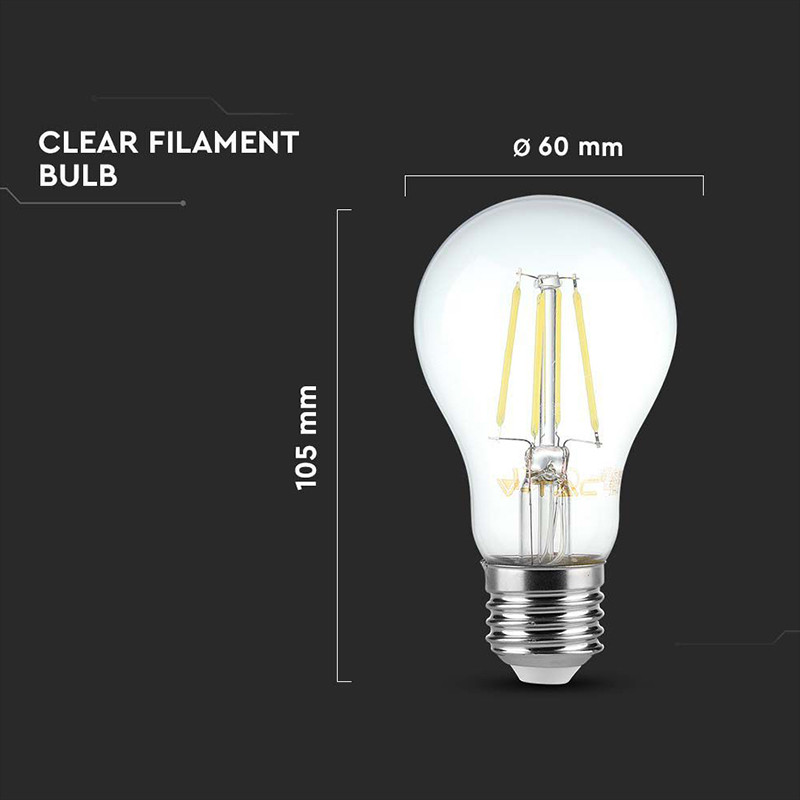 bec e27 a60 cu filament dimabil led 8w 3000k alb cald - 3 | YEO