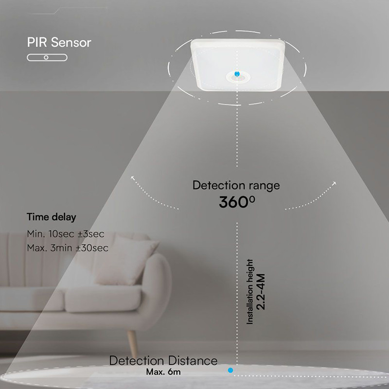 plafoniera led 12w ip20 senzor de miscare 3in1 - alb - 4 | YEO