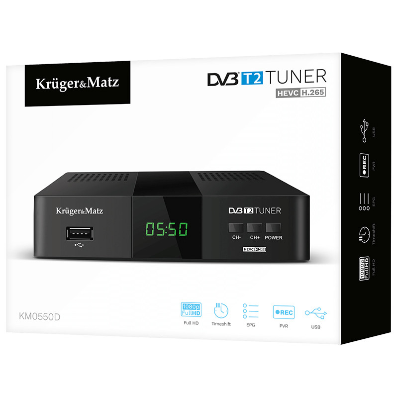 tuner dvb-t2 h.265 hevc kruger&matz - 5 | YEO