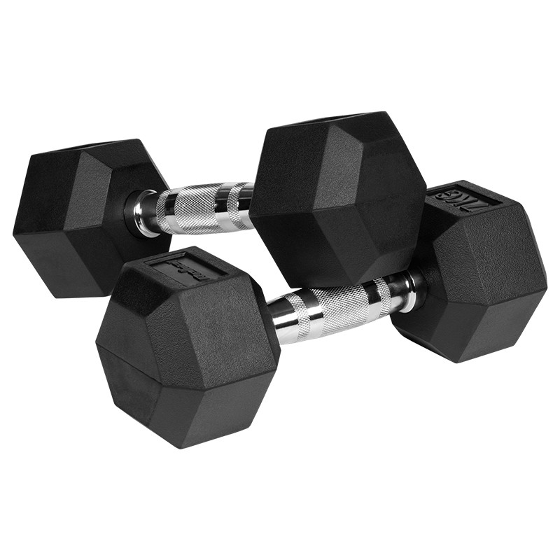 gantere dumbbell hex fonta cauciucata 2x7kg rebel activ - 2 | YEO