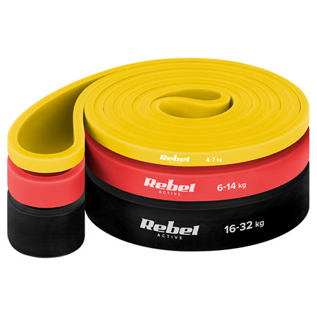 set 3 benzi elastice latex power band 4-32kg rebelactiv