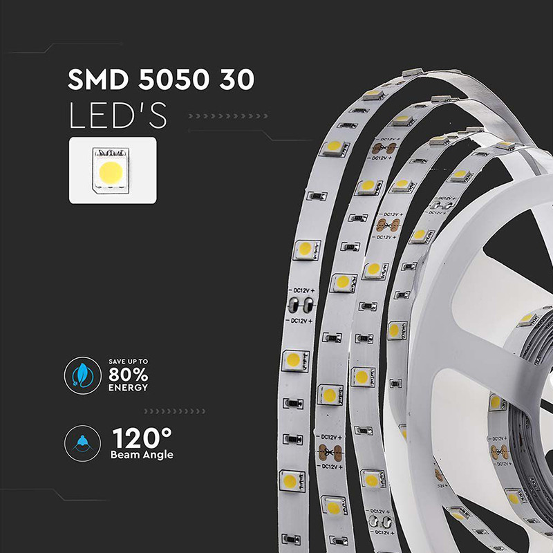 banda led smd5050 30led/m 6400k ip20 5m - 3 | YEO