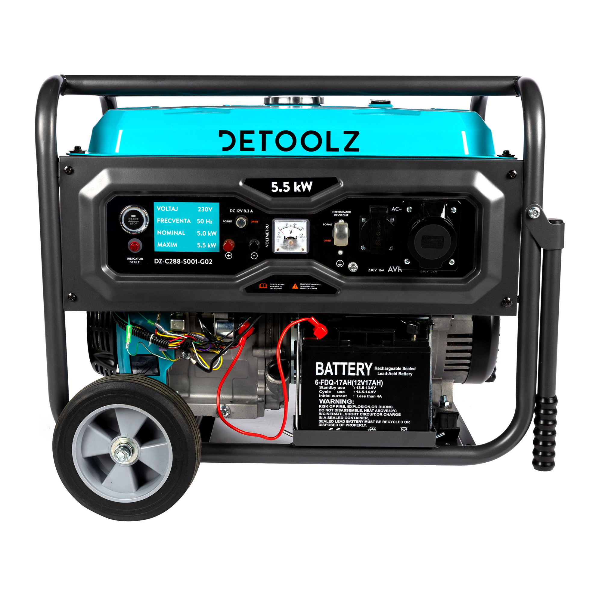 generator detoolz 5.5kw 2p230 b4t pornire electrica 25l cu roti g02