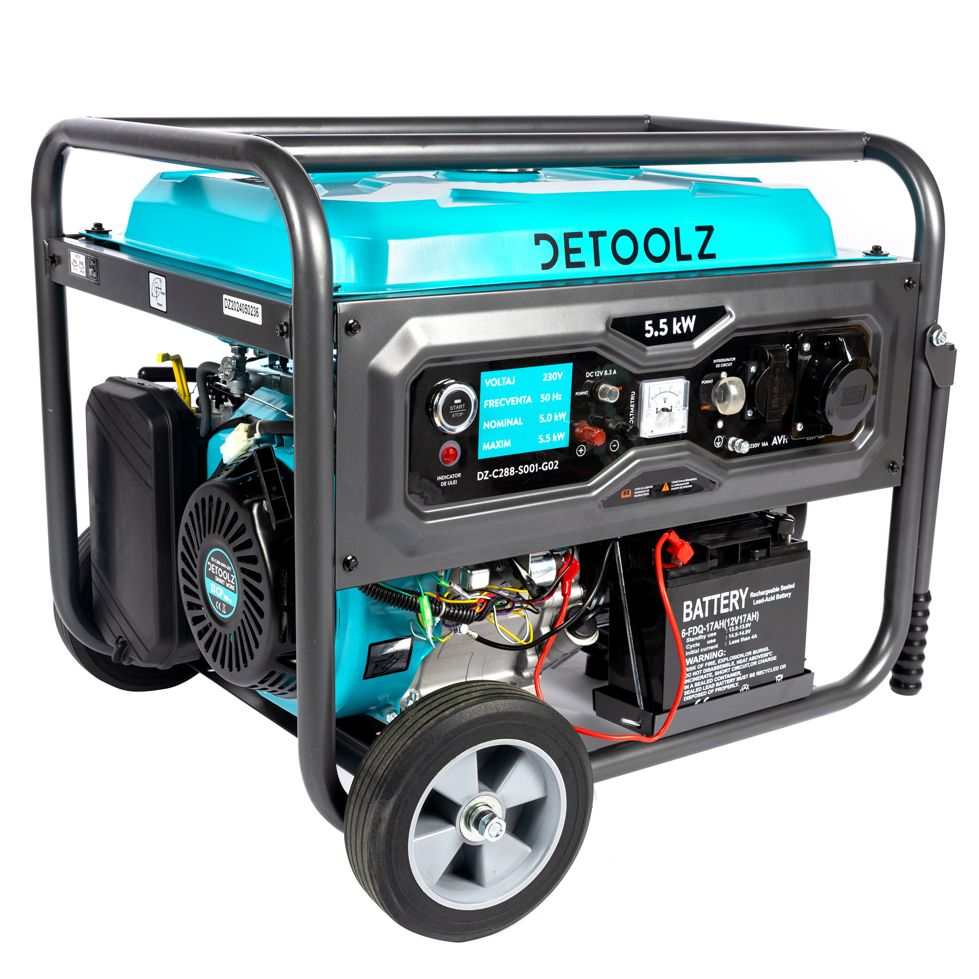 generator detoolz 5.5kw 2p230 b4t pornire electrica 25l cu roti g02