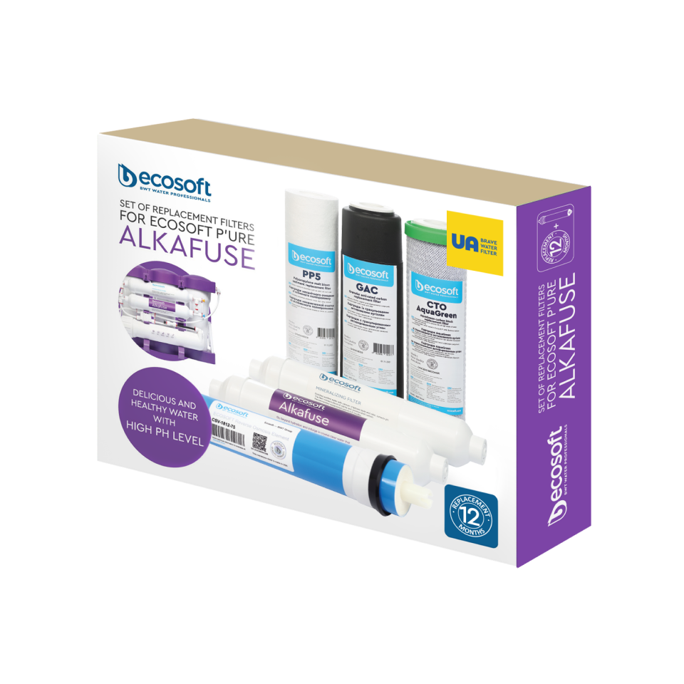 P\'URE Alkafuse pachet de 6 filtre de schimb PP5-GAC-CTOAG-75GPD-ALKAFUSE-POSTMIN