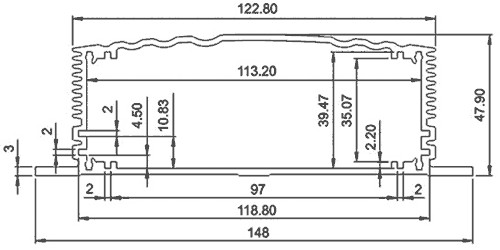 Carcasa din aluminiu profilat 148x48x200 CP-17-6B - 1 | YEO