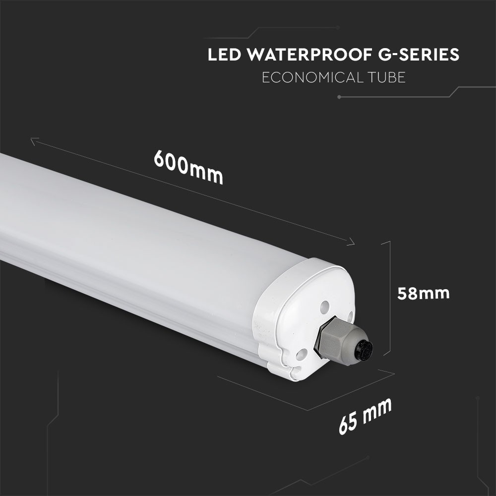 Lampă LED IP65 conectori la ambele capete G-SERIES 600mm 18W Alb rece - 5 | YEO