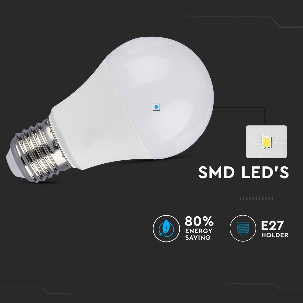 Bec LED - 9W 3 Step Dimming A60 Е27 Plastic, Alb natural - 2 | YEO