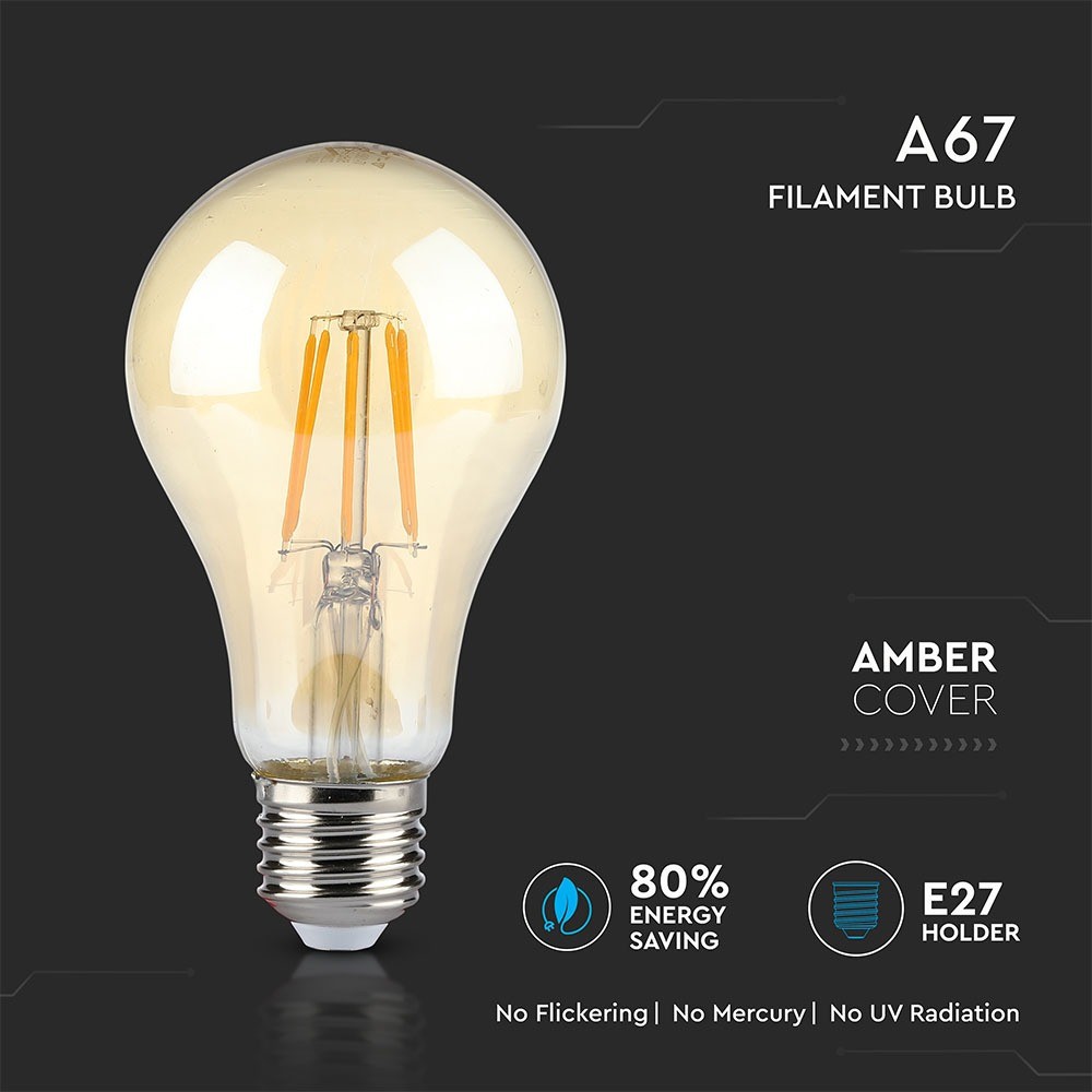 Bec LED - 8W E27 Filament Amber Alb cald - 2 | YEO