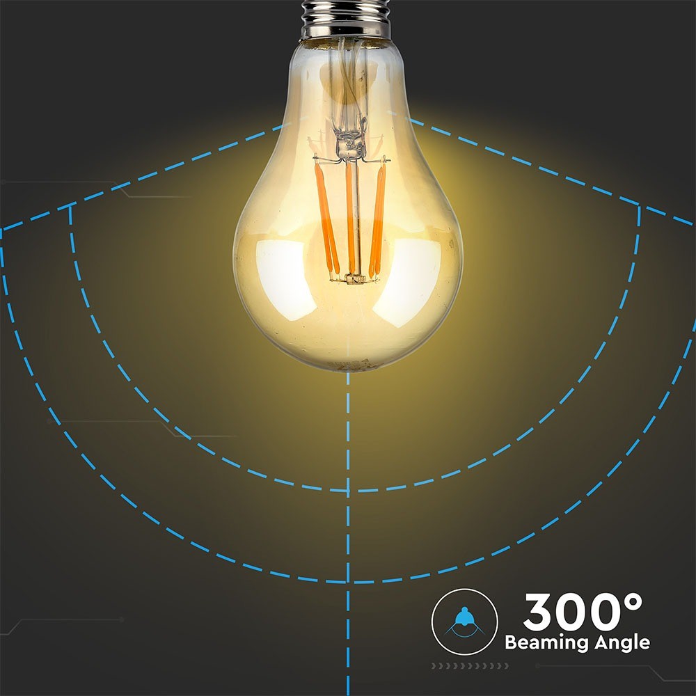 Bec LED - 8W E27 Filament Amber Alb cald - 6 | YEO